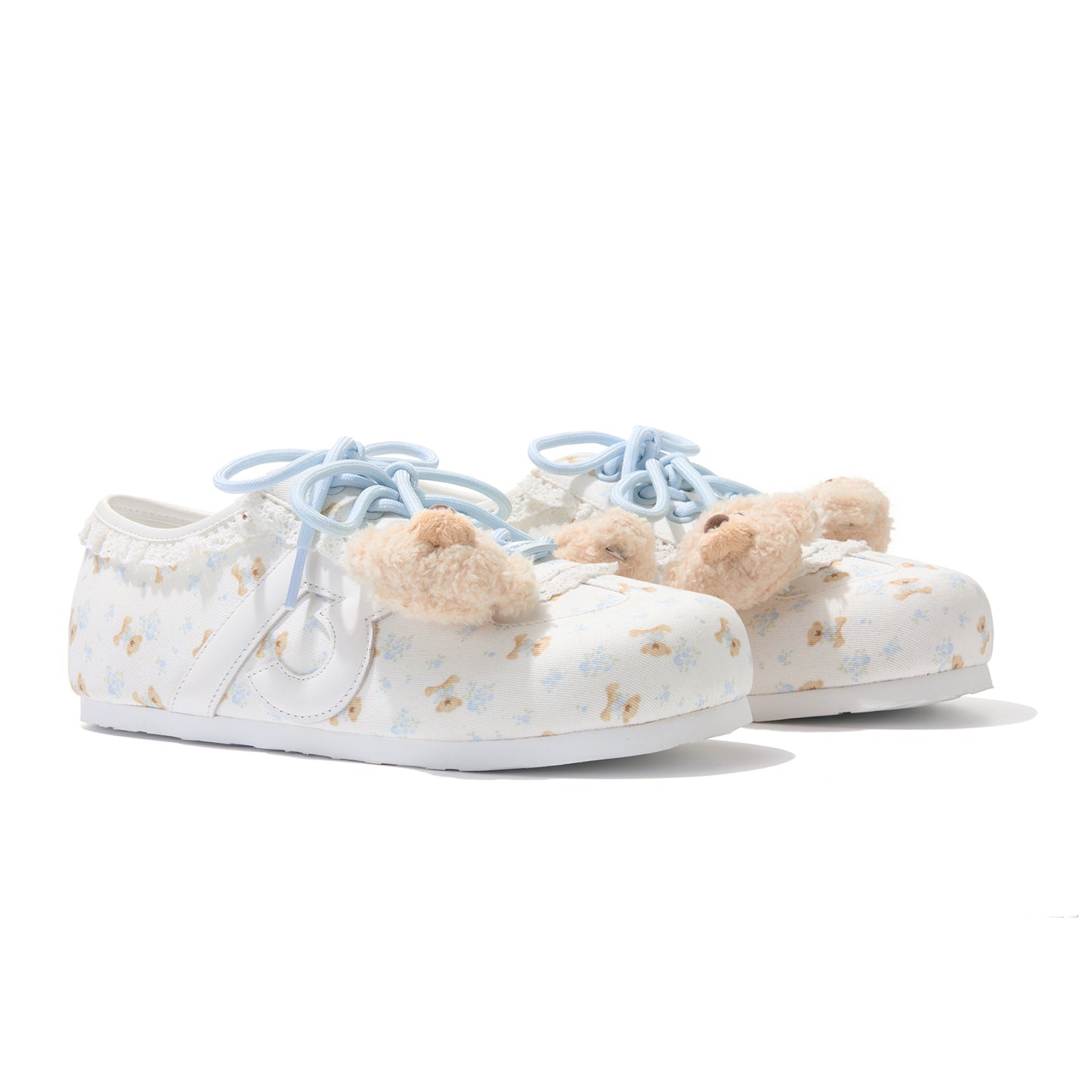 13DE MARZO Floral Bear Canvas Shoes Blue