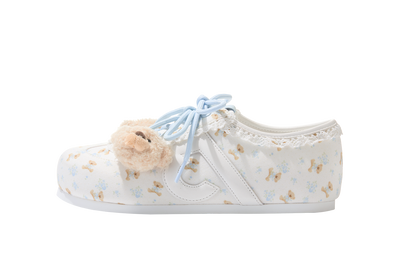 13DE MARZO Floral Bear Canvas Shoes Blue