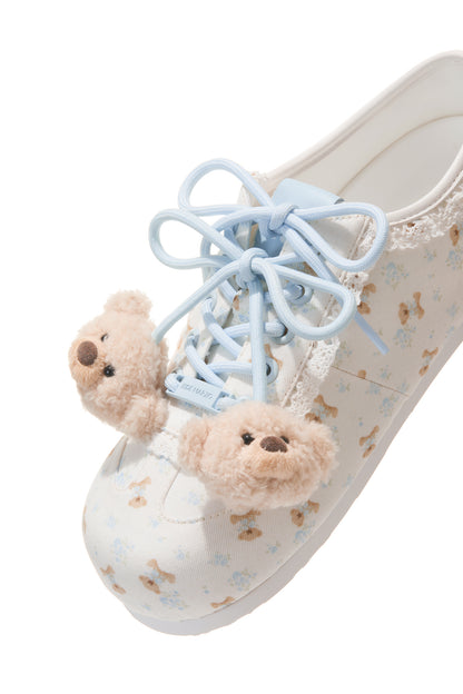 13DE MARZO Floral Bear Canvas Shoes Blue