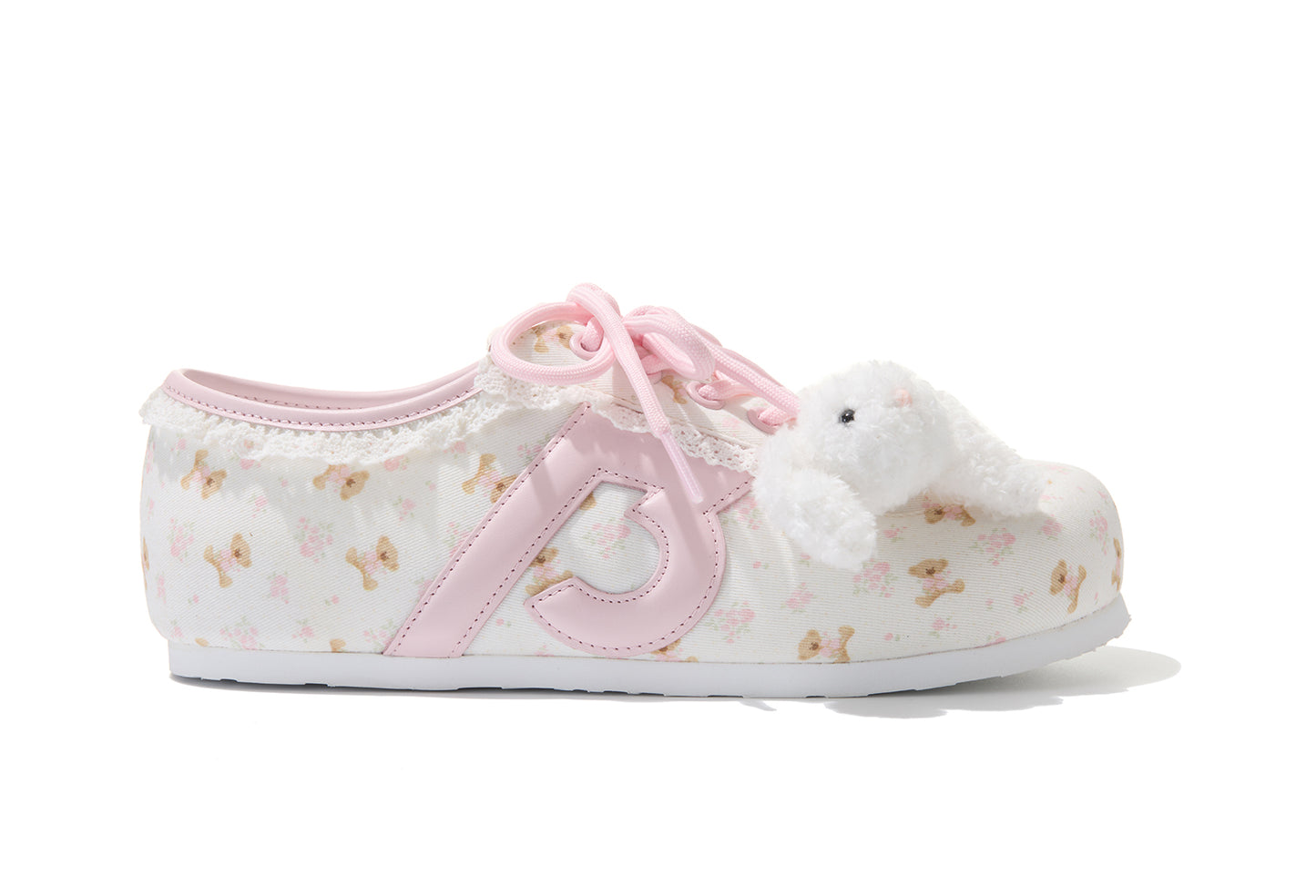 13DE MARZO Floral Bear Canvas Shoes Pink