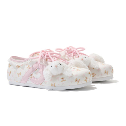 13DE MARZO Floral Bear Canvas Shoes Pink