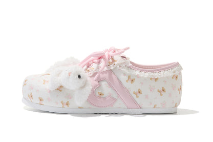 13DE MARZO Floral Bear Canvas Shoes Pink