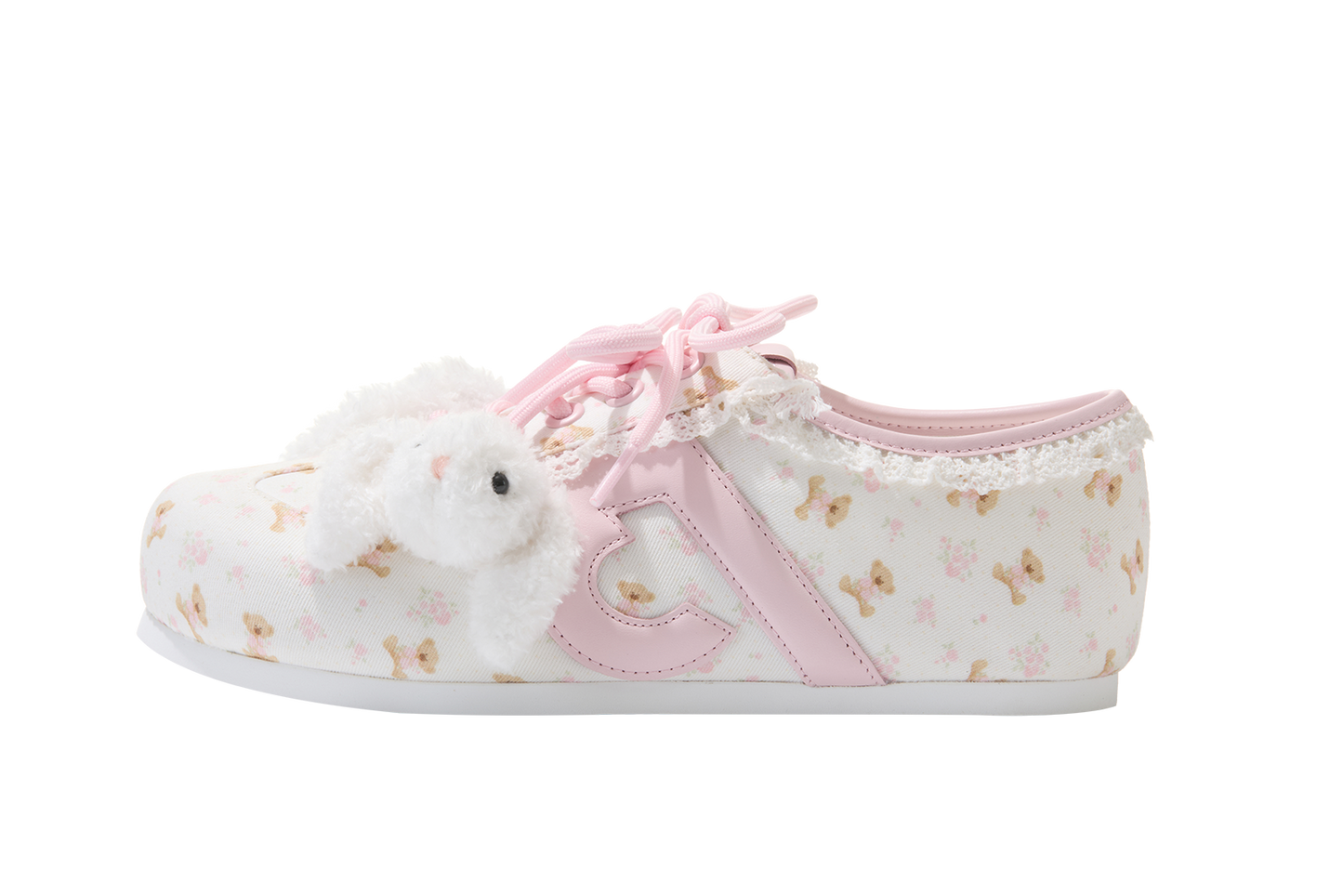 13DE MARZO Floral Bear Canvas Shoes Pink
