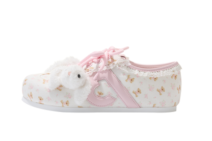 13DE MARZO Floral Bear Canvas Shoes Pink