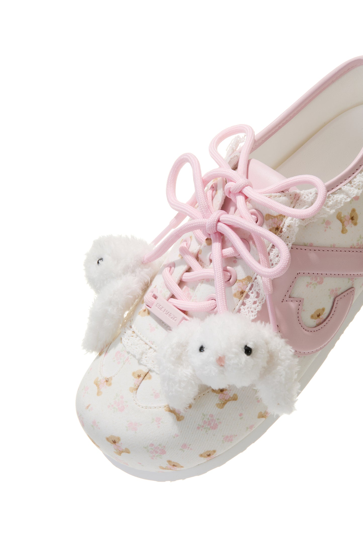 13DE MARZO Floral Bear Canvas Shoes Pink