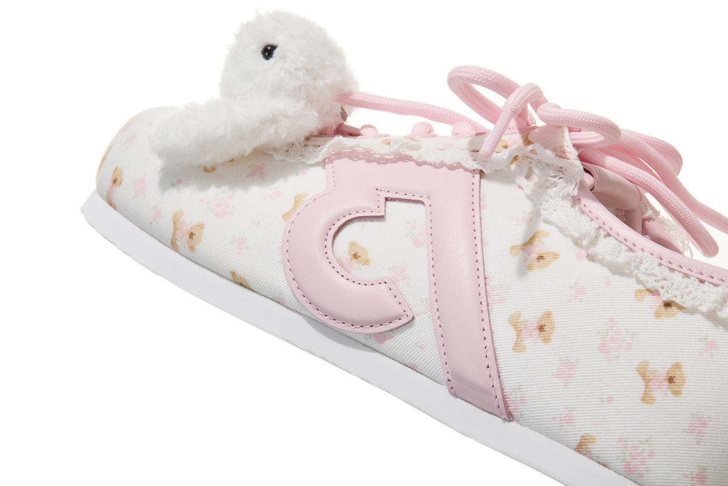 13DE MARZO Floral Bear Canvas Shoes Pink