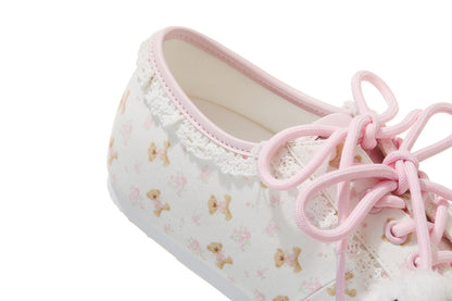 13DE MARZO Floral Bear Canvas Shoes Pink