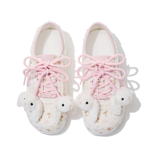 13DE MARZO Floral Bear Canvas Shoes Pink