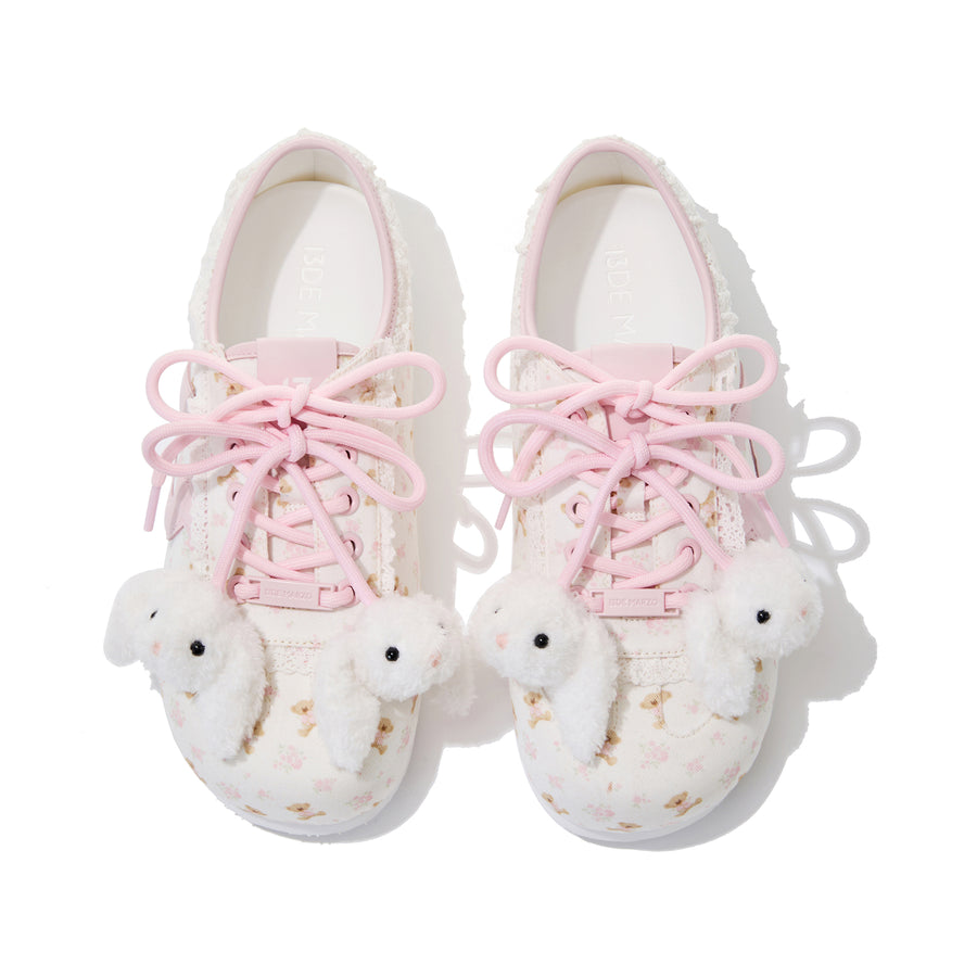 13DE MARZO Floral Bear Canvas Shoes Pink