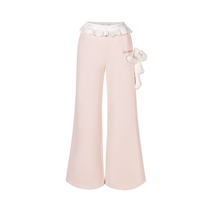 13DE MARZO Lace Edge Sweatpants Pink