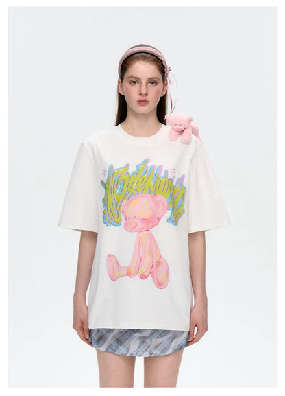 13DE MARZO Illustrated Colourful Bear T-Shirt - 13DE MARZO