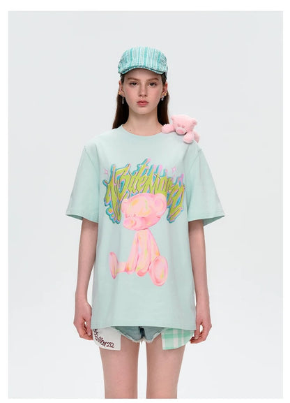 13DE MARZO Illustrated Colourful Bear T-Shirt - 13DE MARZO