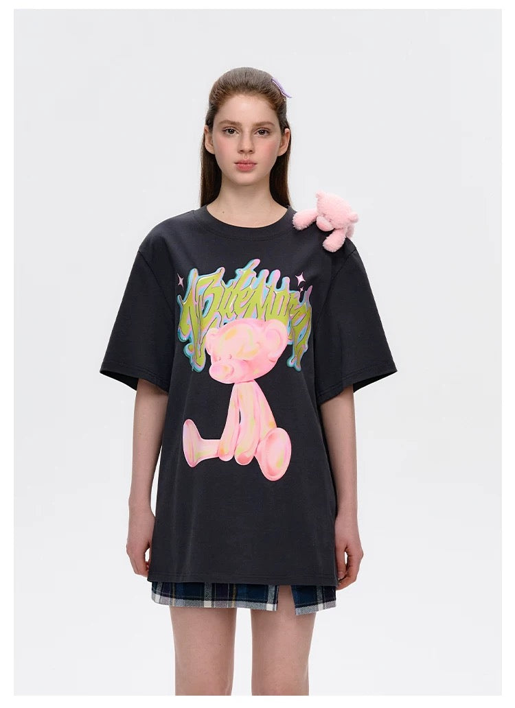 13DE MARZO Illustrated Colourful Bear T-Shirt - 13DE MARZO