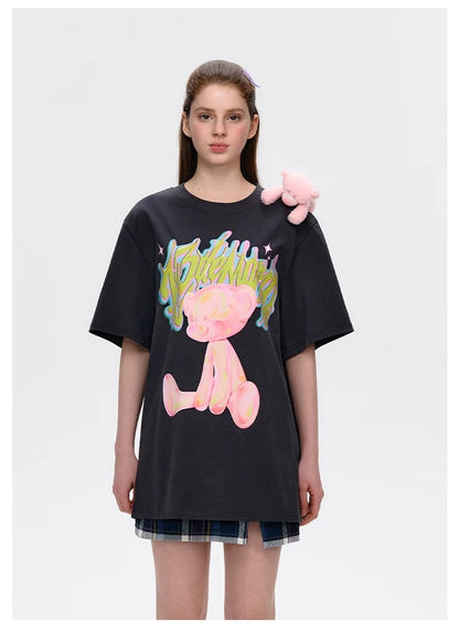 13DE MARZO Illustrated Colourful Bear T-Shirt - 13DE MARZO