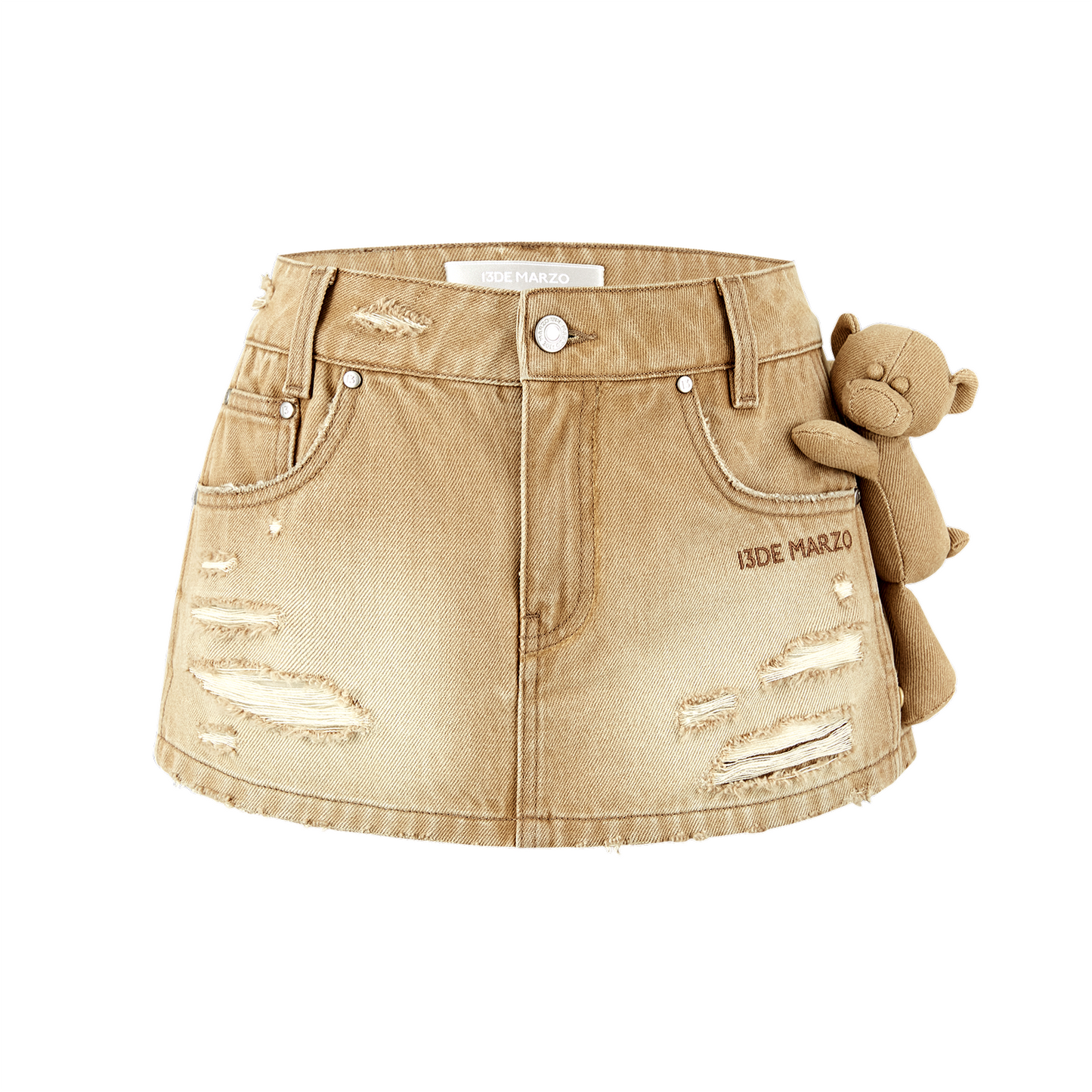 13DE MARZO Broken Bear Hot Jorts Khaki - 13DE MARZO