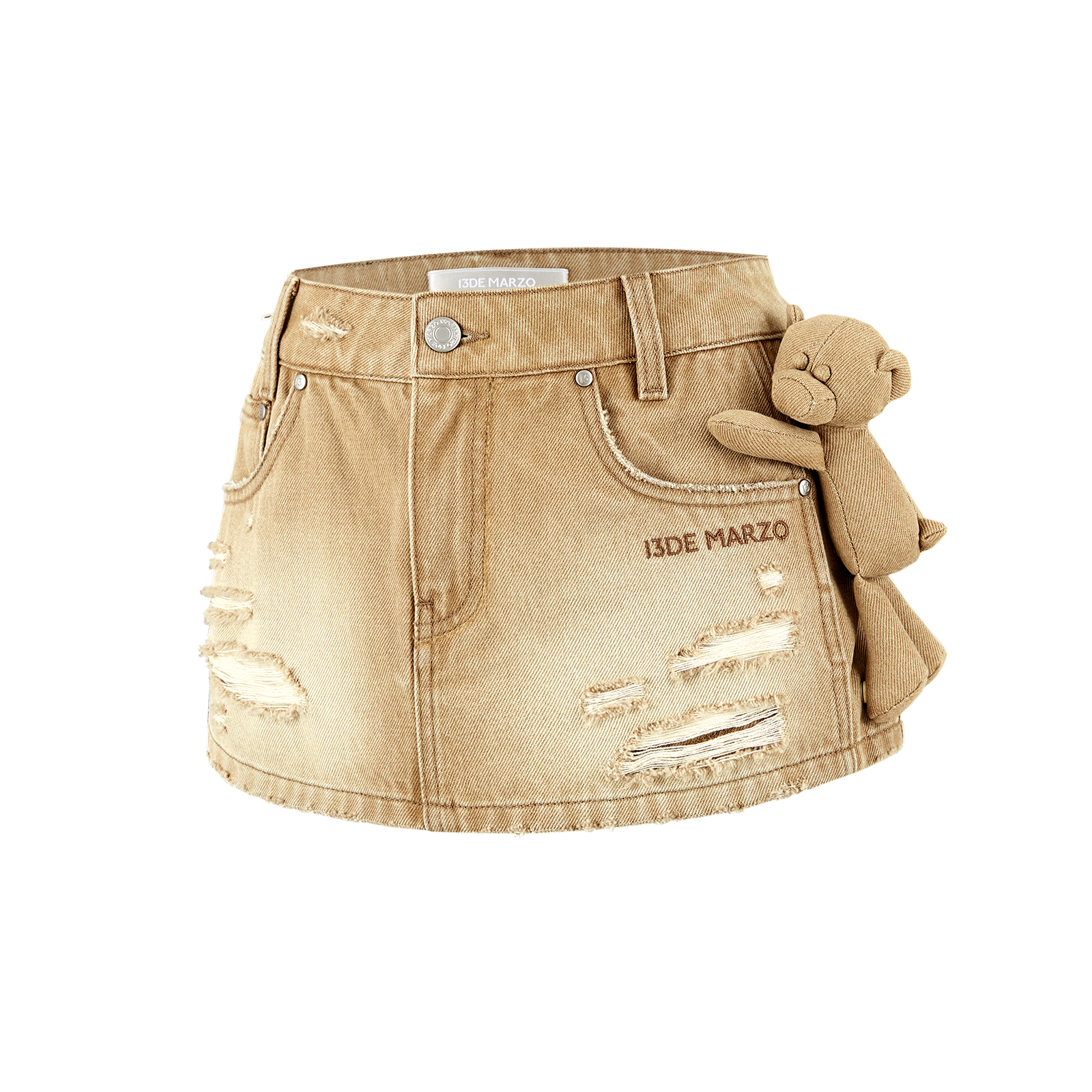 13DE MARZO Broken Bear Hot Jorts Khaki - 13DE MARZO