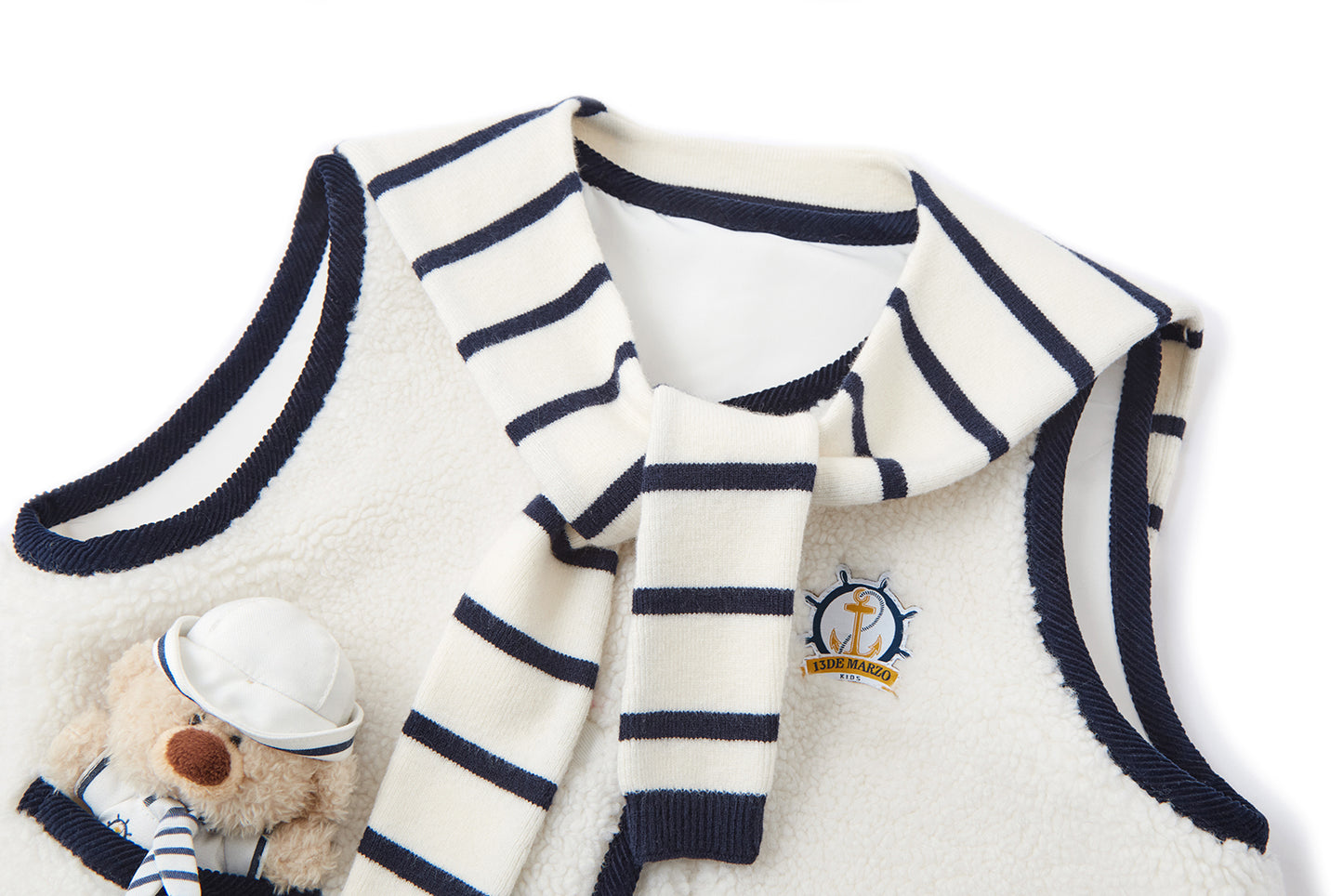 13DE MARZO BabyBear Sailor Collar Shearling Vest