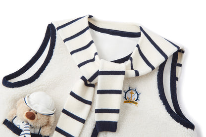 13DE MARZO BabyBear Sailor Collar Shearling Vest