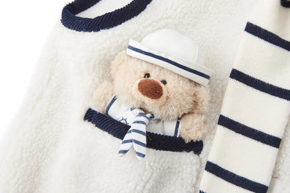 13DE MARZO BabyBear Sailor Collar Shearling Vest
