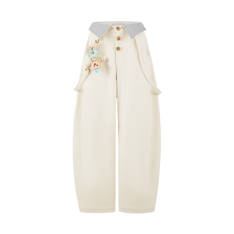 13DE MARZO Detachable Clown Bear Overall Beige