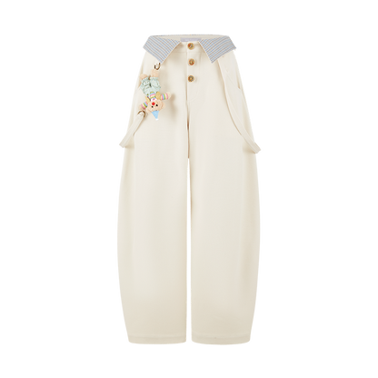 13DE MARZO Detachable Clown Bear Overall Beige