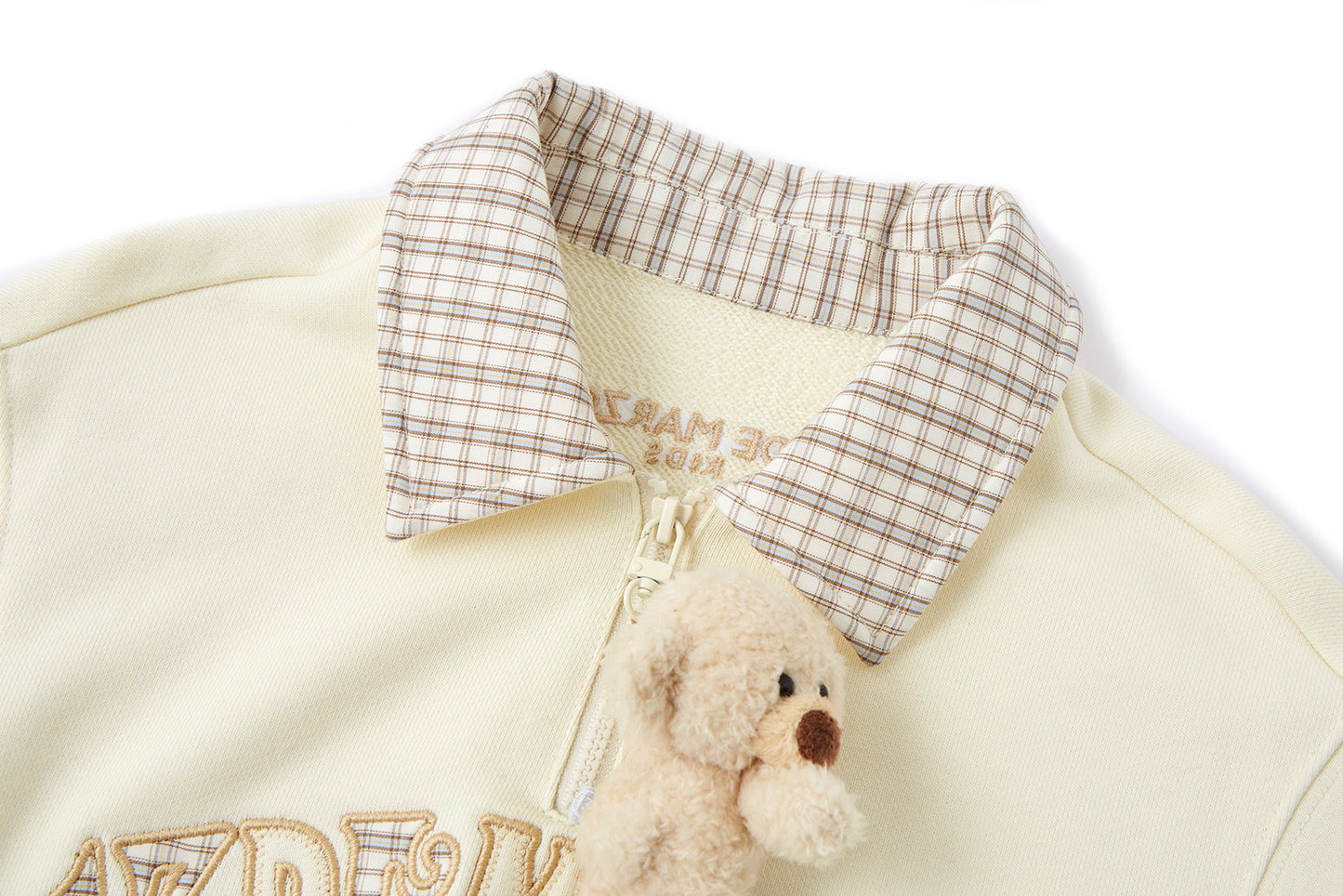 13DE MARZO BabyBear Plaid Sweatshirt Beige