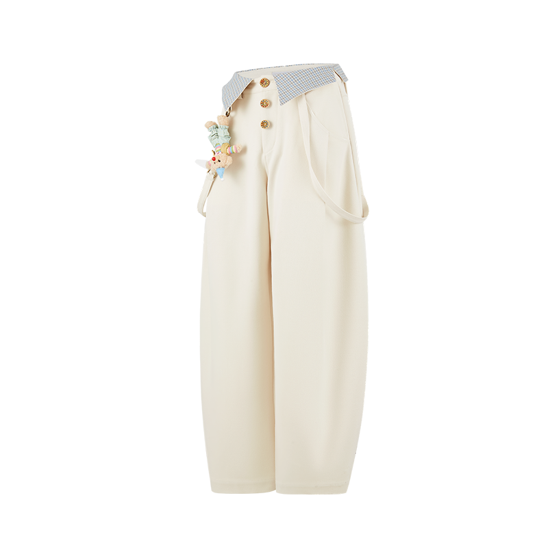 13DE MARZO Detachable Clown Bear Overall Beige