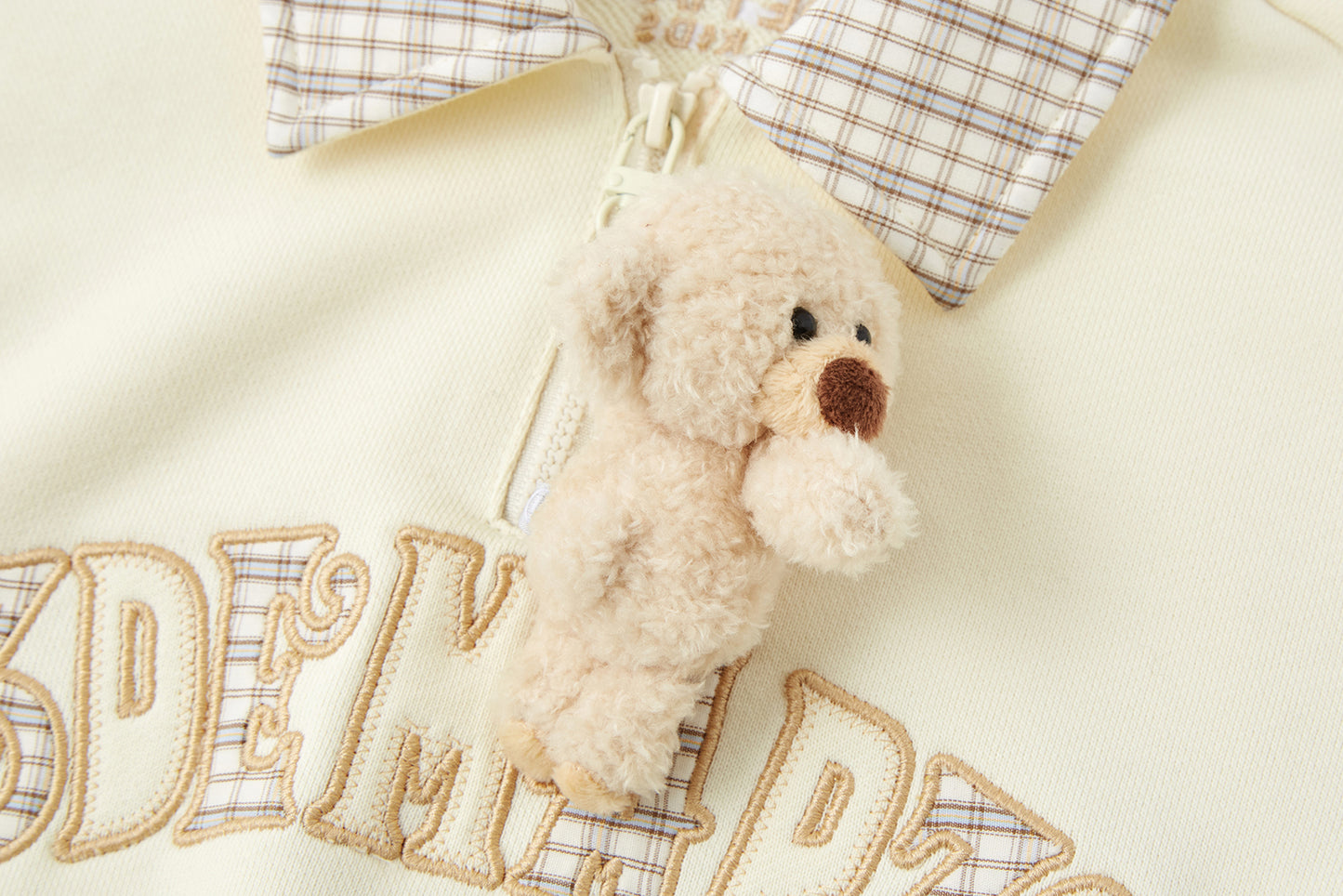 13DE MARZO BabyBear Plaid Sweatshirt Beige