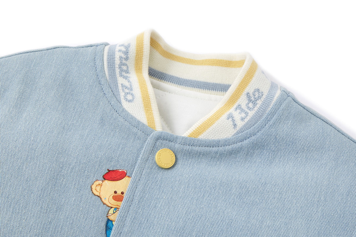 13DE MARZO BabyBear Little Painter Denim Baseball Jacket