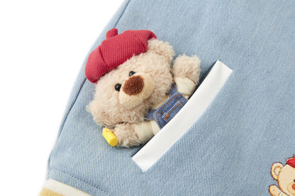 13DE MARZO BabyBear Little Painter Denim Baseball Jacket