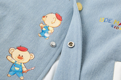 13DE MARZO BabyBear Little Painter Denim Baseball Jacket