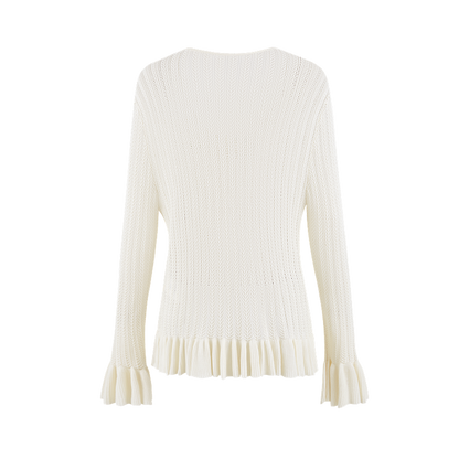 13DE MARZO Floral Lines Hollow Cardigan Beige