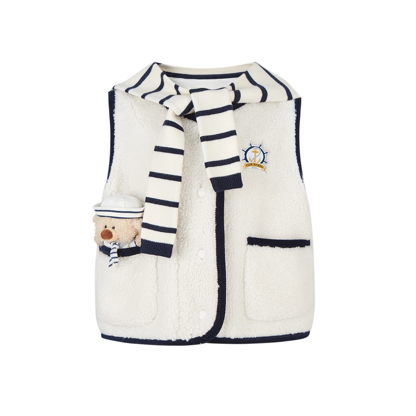 13DE MARZO BabyBear Sailor Collar Shearling Vest