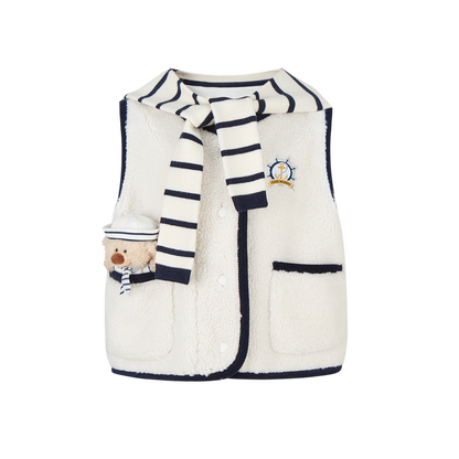 13DE MARZO BabyBear Sailor Collar Shearling Vest