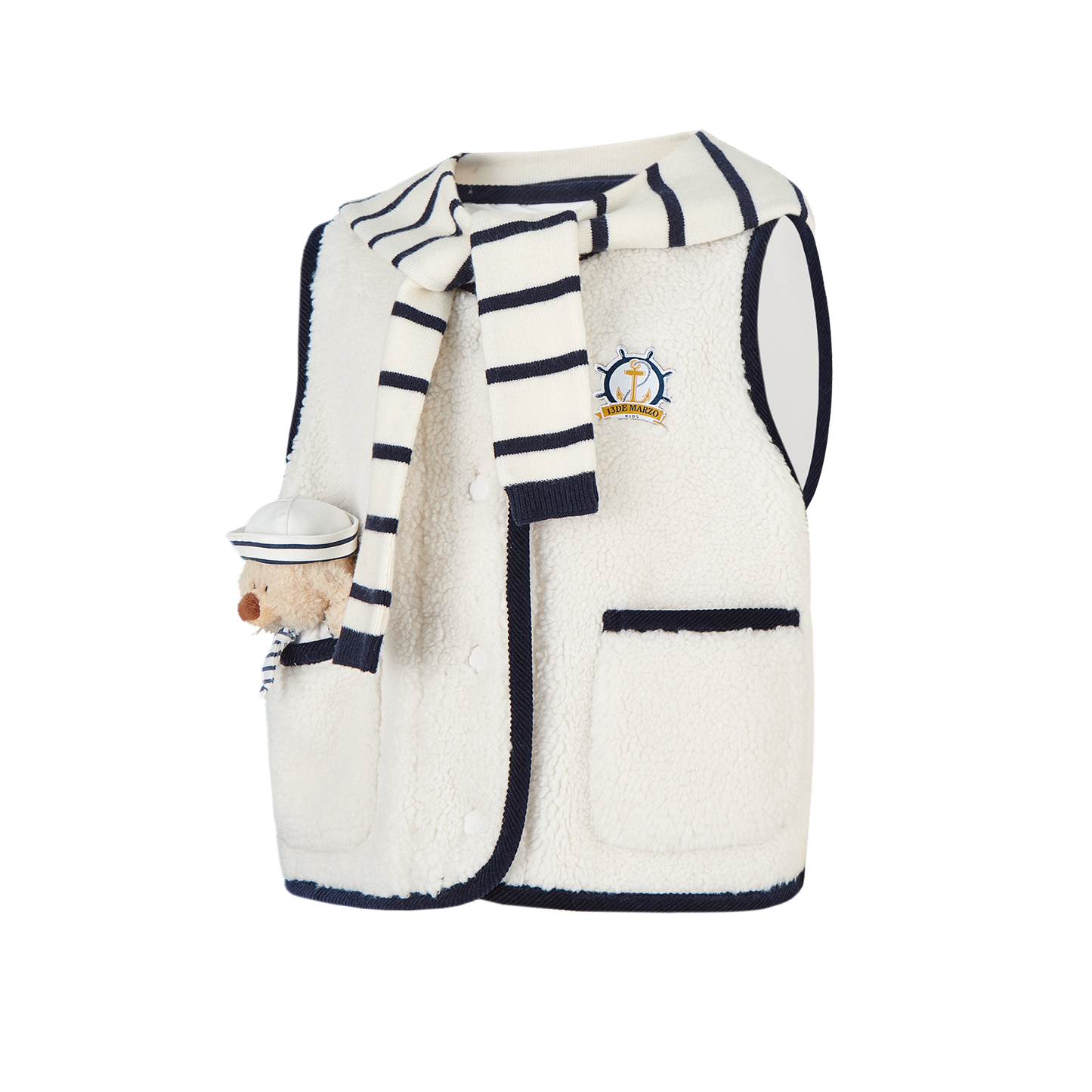 13DE MARZO BabyBear Sailor Collar Shearling Vest