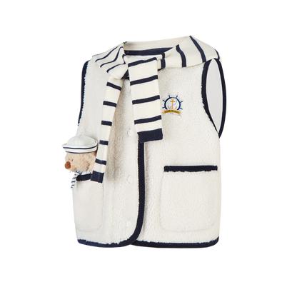 13DE MARZO BabyBear Sailor Collar Shearling Vest