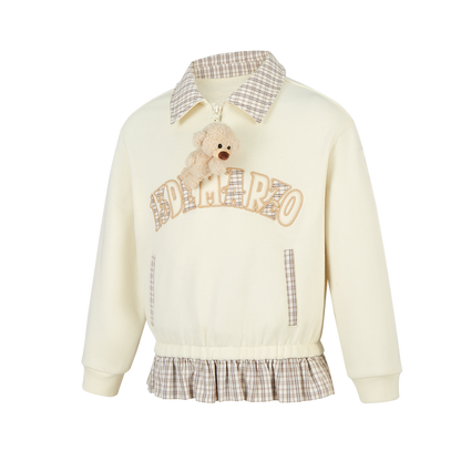 13DE MARZO BabyBear Plaid Sweatshirt Beige