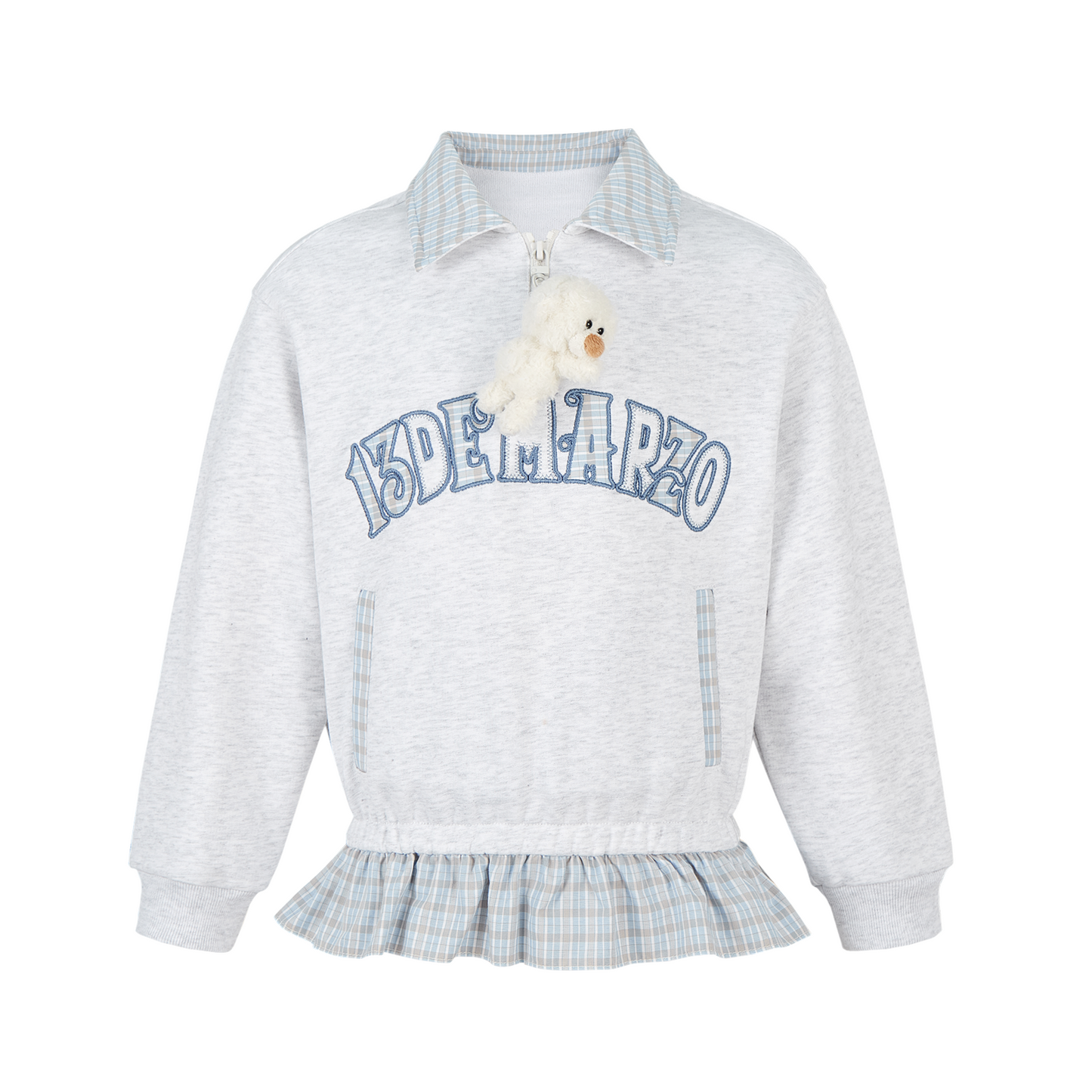 13DE MARZO BabyBear Plaid Sweatshirt Grey