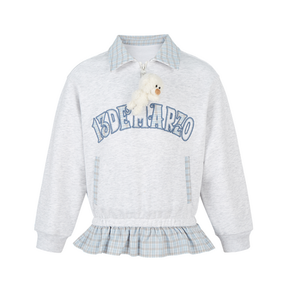 13DE MARZO BabyBear Plaid Sweatshirt Grey