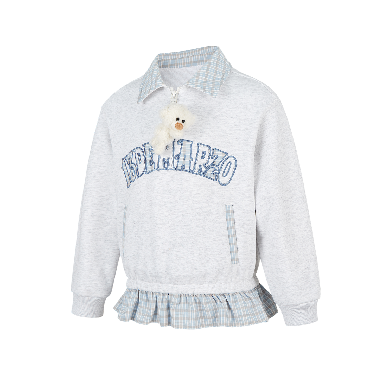 13DE MARZO BabyBear Plaid Sweatshirt Grey