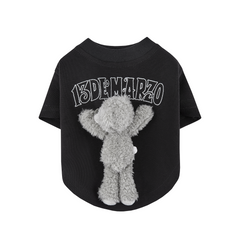 13DE MARZO Bear Print Dog T-Shirt – Black Short Sleeve