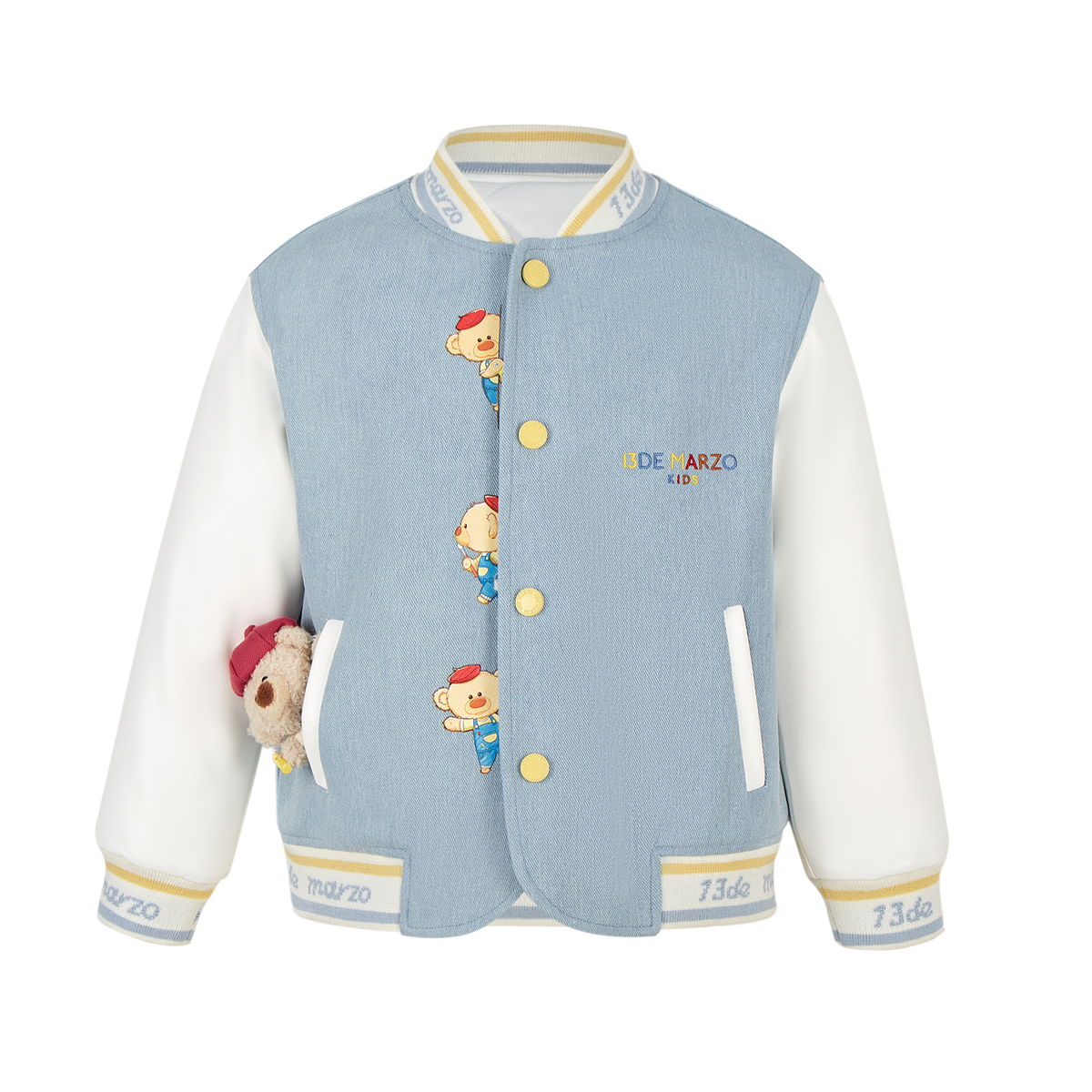 13DE MARZO BabyBear Little Painter Denim Baseball Jacket