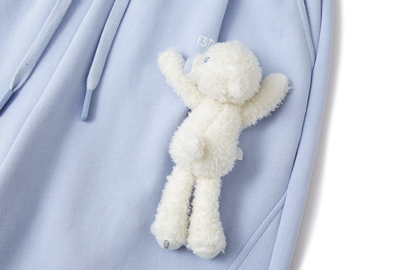 13DE MARZO Deconstructed Wide-Leg Sweatpants Blue