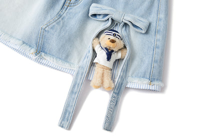 13DE MARZO Sailor Bear Denim Skirt Blue - 13DE MARZO
