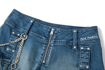 13DE MARZO V-Waist Sheriff Bear Jorts Navy Blue