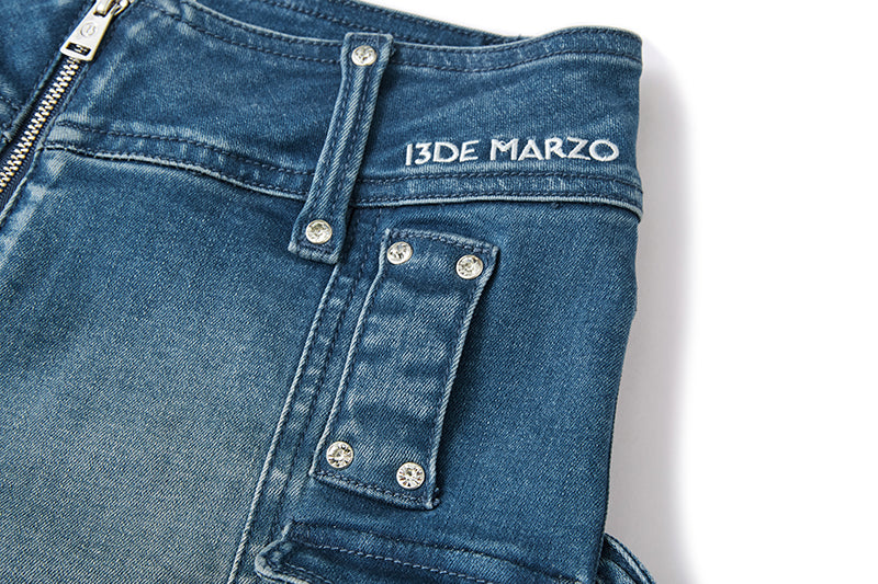 13DE MARZO V-Waist Sheriff Bear Jorts Navy Blue