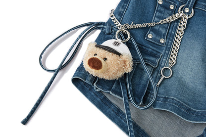 13DE MARZO V-Waist Sheriff Bear Jorts Navy Blue