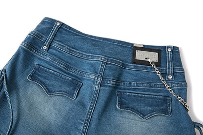 13DE MARZO V-Waist Sheriff Bear Jorts Navy Blue