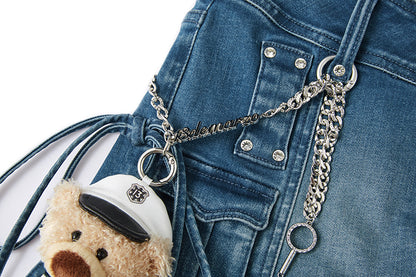 13DE MARZO V-Waist Sheriff Bear Jorts Navy Blue