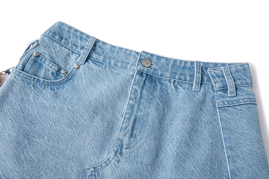 13DE MARZO Bear Folded Denim Skirt Blue
